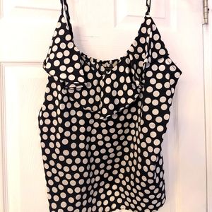 NWT Banana Republic black and white polka a dot camisole sz L